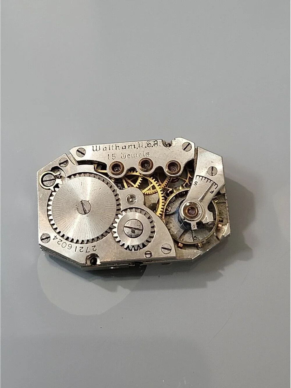 Waltham USA watch movement 25mm By 16.5 Width For Parts Or Repairs  As Is L72